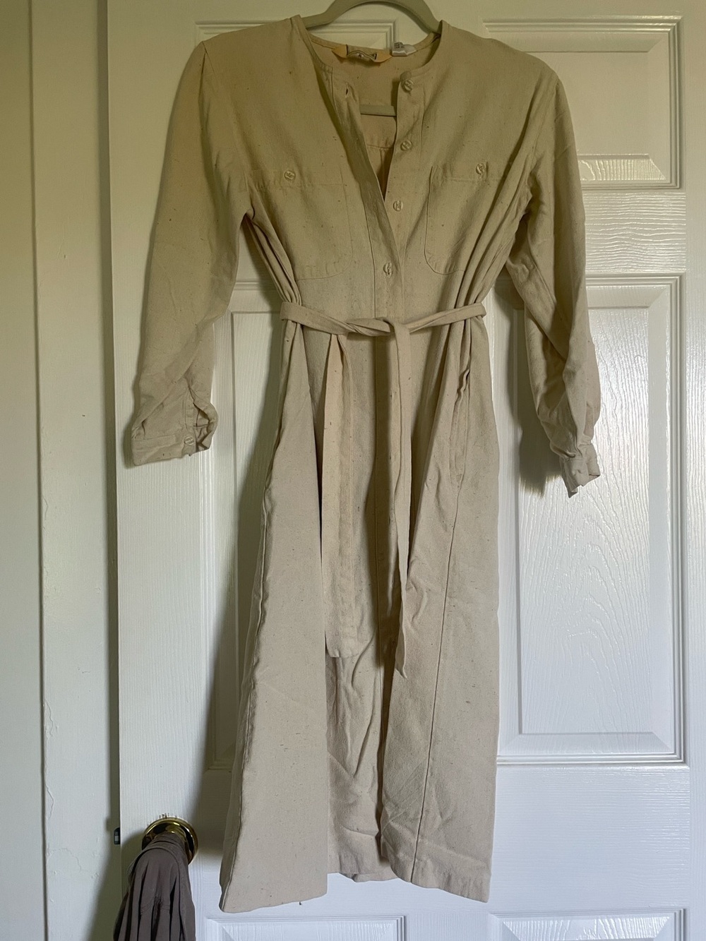 L.L. Bean Raw Silk Shirt Dress with Waist Tie Vintage